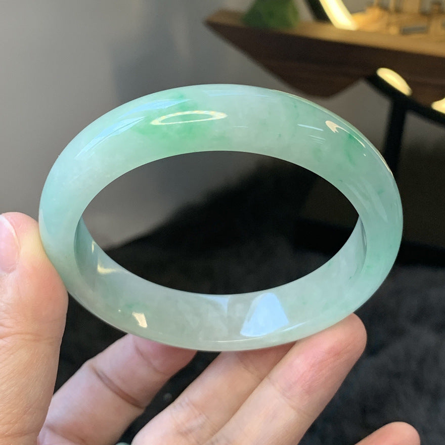 Gold Art With identification certificate | Burmese jade ice smooth floating green bracelet Natural jade fresh green charm | Daily / banquet / gift all-round adaptation to wear "Spring Mountain New Green" on your wrist