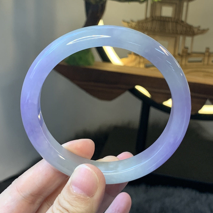Gold Art With identification certificate | Burmese jade ice purple jade bracelet  Natural jade dream gradient | Daily / Party / Wear "Smoky Purple Galaxy" on your wrist