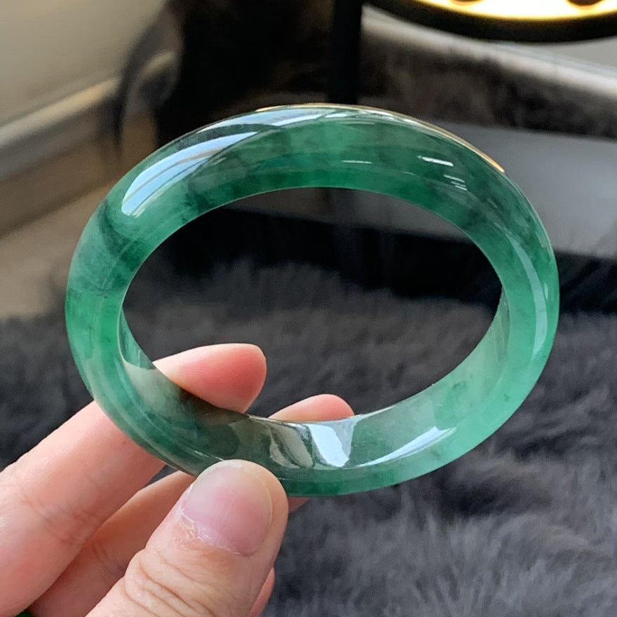 Gold Art With identification certificate | Burmese jade ice green bracelet  Natural jade landscape green rhyme | Daily / banquet / gift all-round adaptation to wear "Emerald Mountain Stream" on your wrist
