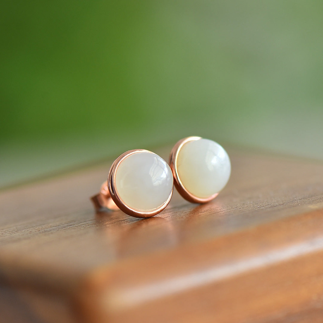 Gold Art Dainty Gold-Plated Hetian Jade Earrings – Certified Design for Daily Style & Gift Giving