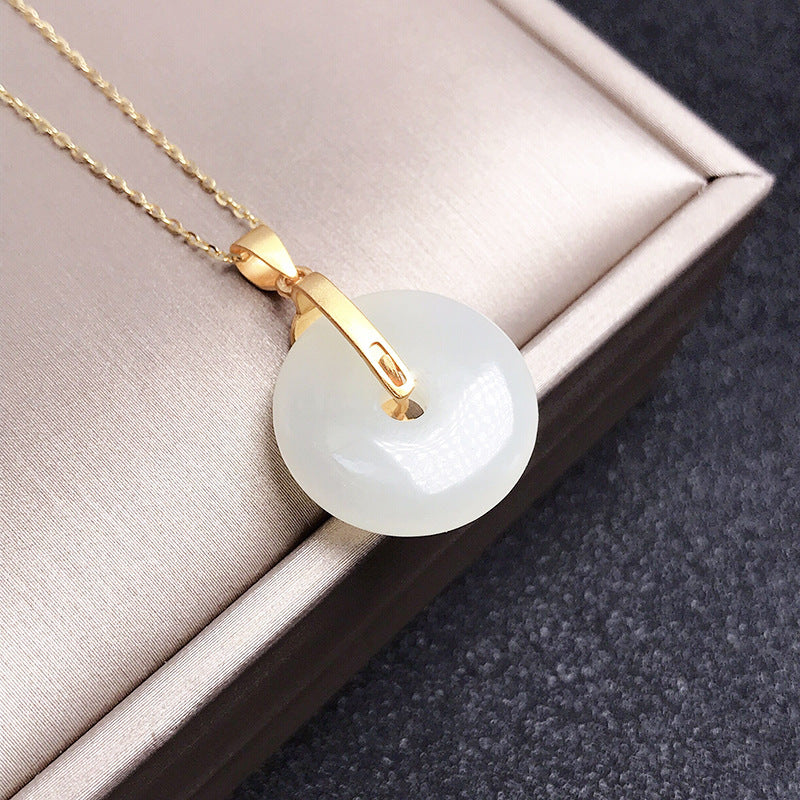Gold Art Gold-Plated Hetian Jade Pendant Necklace – Heart & CZ Details for Everyday, Celebrations & Gifting