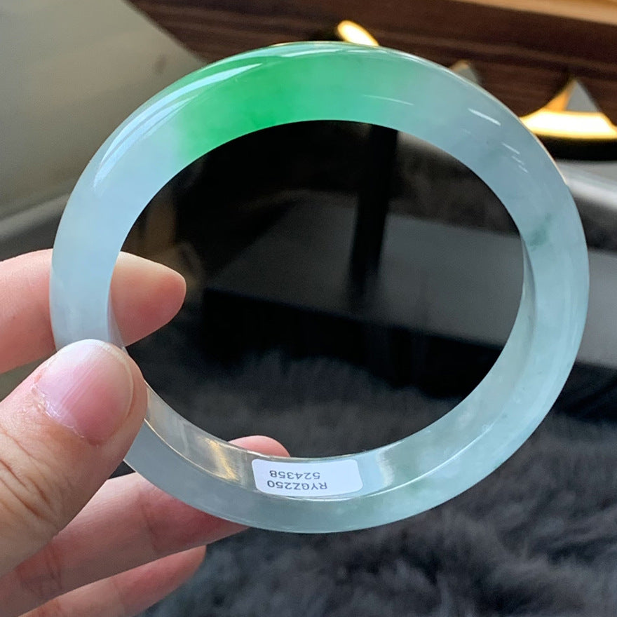 Gold Art With identification certificate | Burmese jade ice smooth floating green bracelet  Natural jade fresh green charm | Daily / banquet / gift all-round adaptation to wear "Spring Mountain New Green" on your wrist
