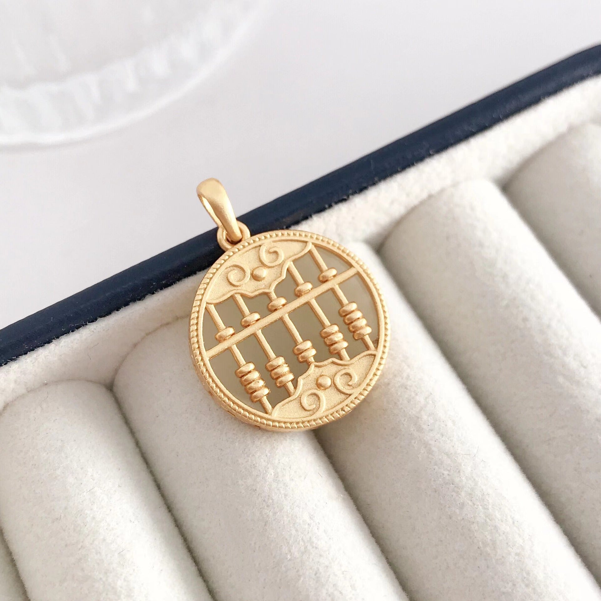 Gold Art Gold Plated Hetian Jade Abacus Pendant Necklace - Perfect for Everyday Wear, Celebrations and Gifts