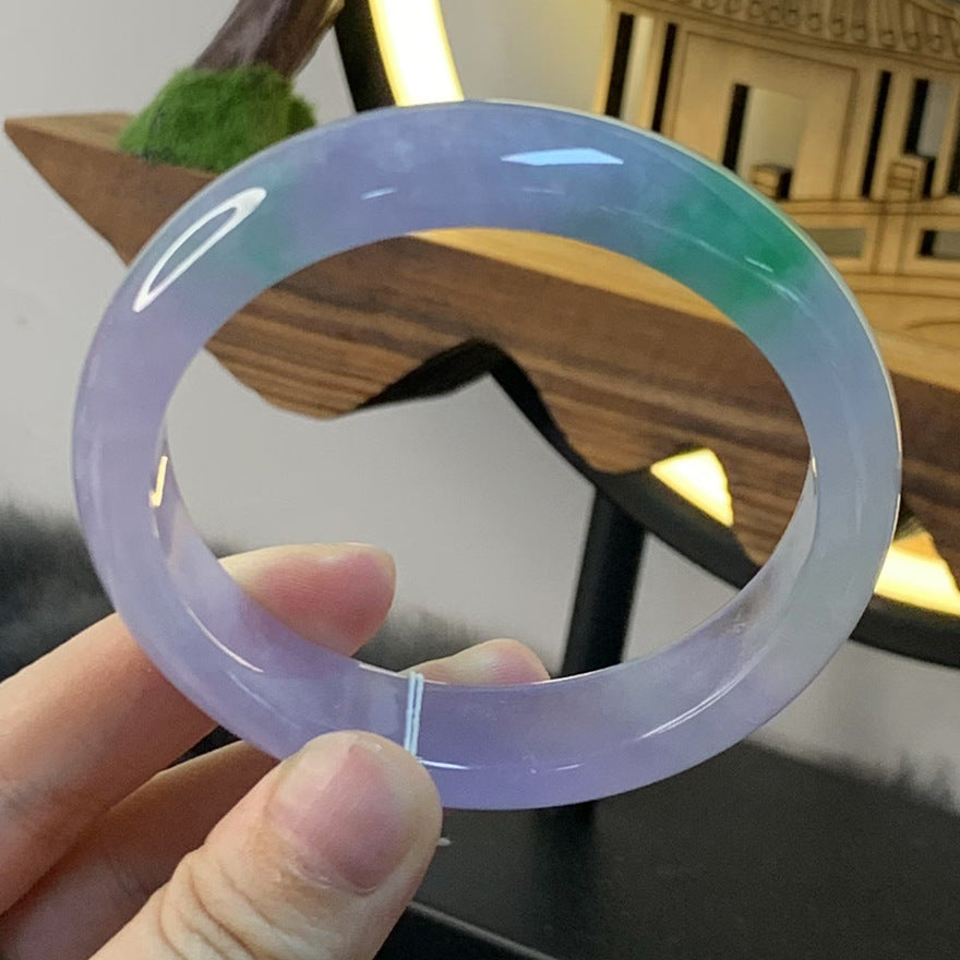 Gold Art With identification certificate | Burmese Spring Jadeite Bracelet Natural jade purple-green gradient | Suitable for daily use / banquets / gifts. Wear "Xinghe Chunshan" on your wrist