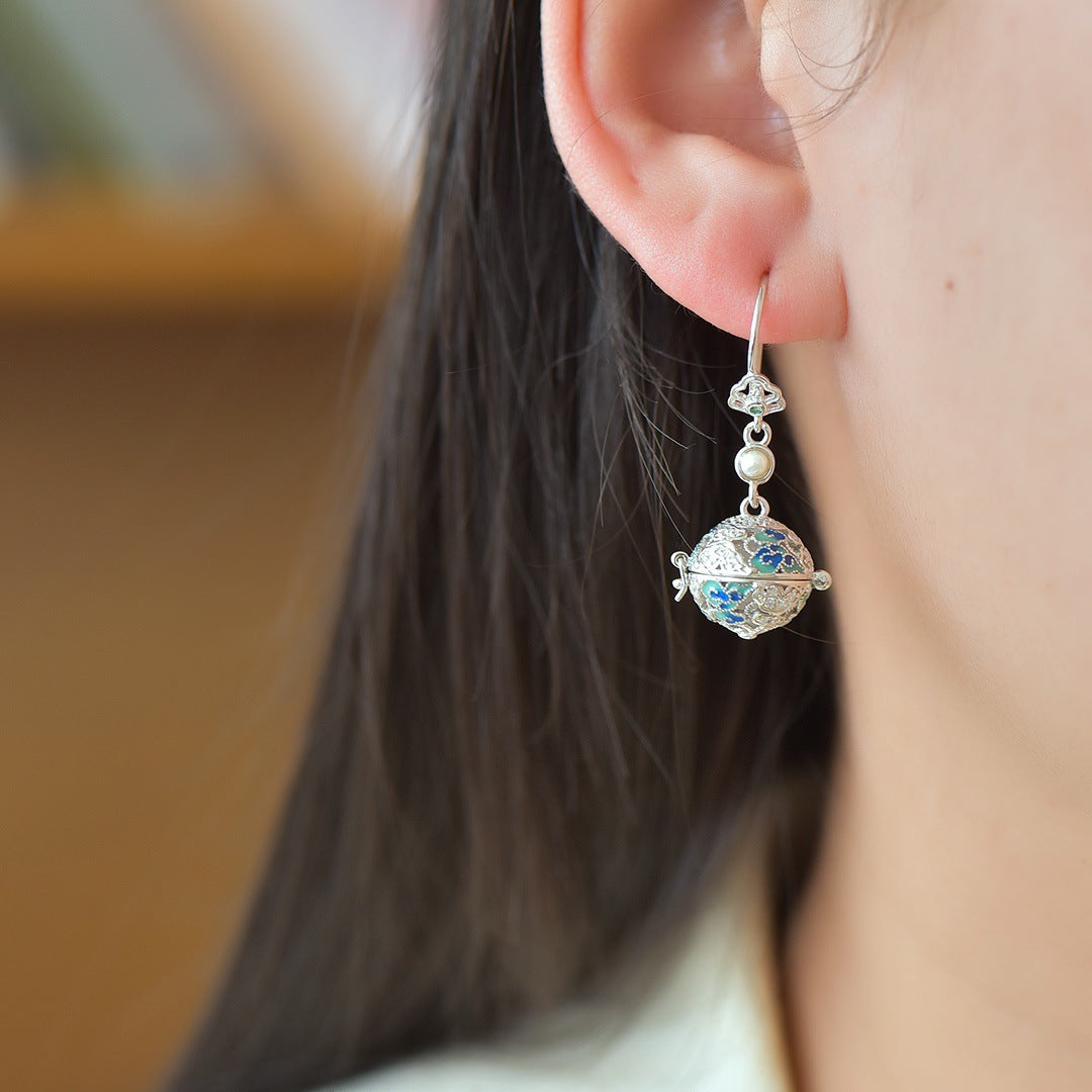 Gold Art Gold Plated Enamel Ball Earrings - Pearl and Cubic Zirconia Decoration, Perfect for Everyday Wear, Special Occasions and Gifts