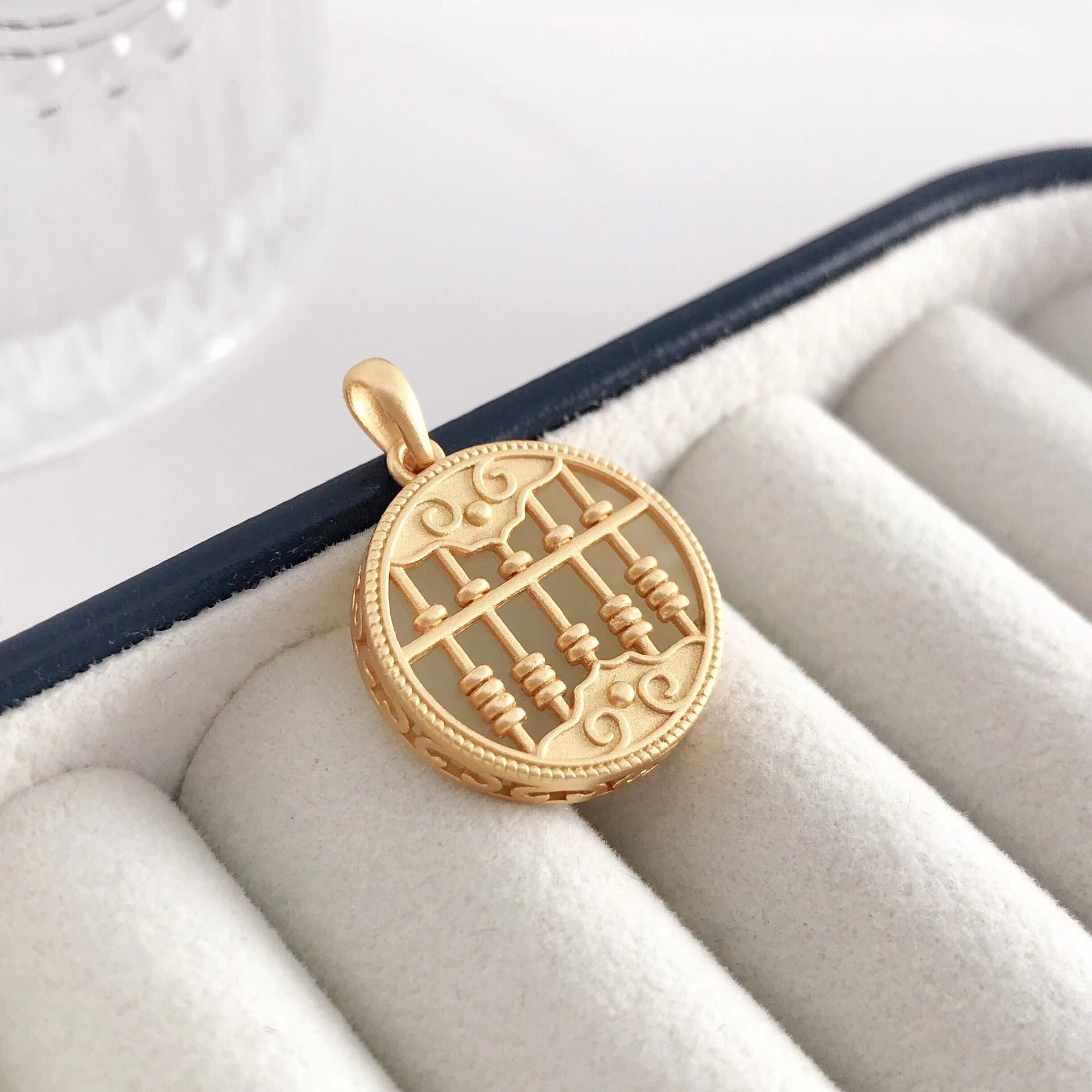 Gold Art Gold Plated Hetian Jade Abacus Pendant Necklace - Perfect for Everyday Wear, Celebrations and Gifts