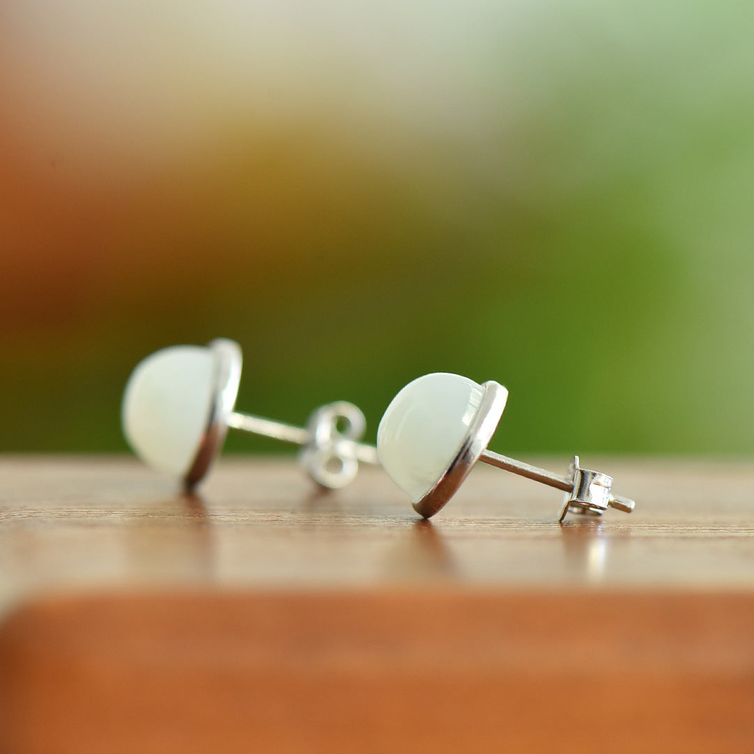 Gold Art Dainty Gold-Plated Hetian Jade Earrings – Certified Design for Daily Style & Gift Giving