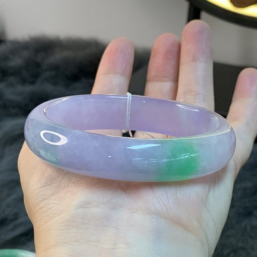 Gold Art With identification certificate | Burmese Spring Jadeite Bracelet Natural jade purple-green gradient | Suitable for daily use / banquets / gifts. Wear "Xinghe Chunshan" on your wrist