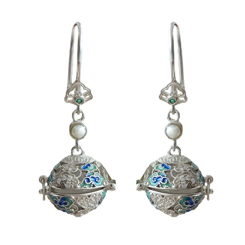 Gold Art Gold Plated Enamel Ball Earrings - Pearl and Cubic Zirconia Decoration, Perfect for Everyday Wear, Special Occasions and Gifts