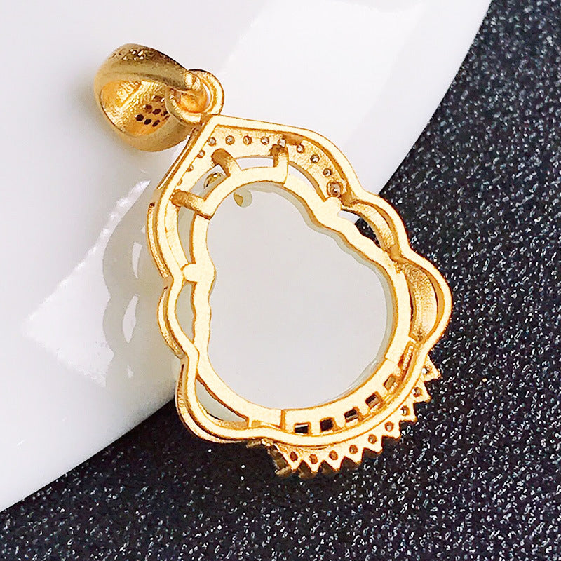Gold Art Hetian Jade Gold Plated Laughing Buddha Necklace - Cubic Zirconia Details, Suitable for Daily Wear and Special Occasions