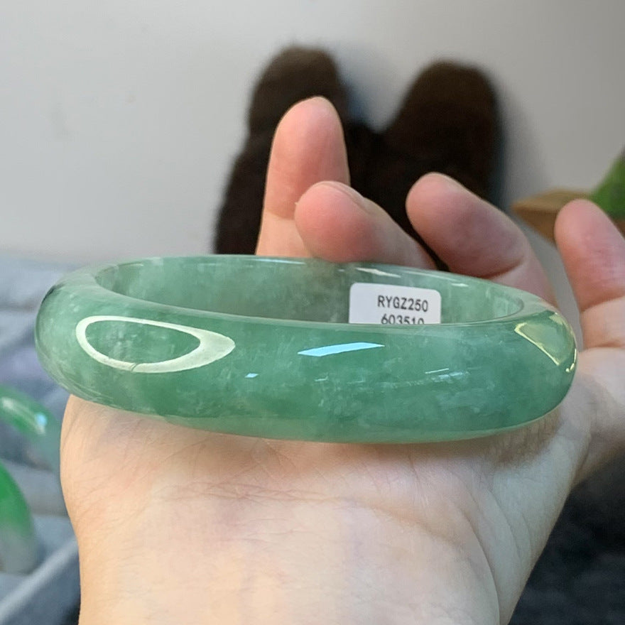 Gold Art With identification certificate | Burmese jade ice smooth floating flower bracelet  Natural jade fresh green charm | Daily / banquet / gift all-round adaptation to wear "brook green color" on your wrist