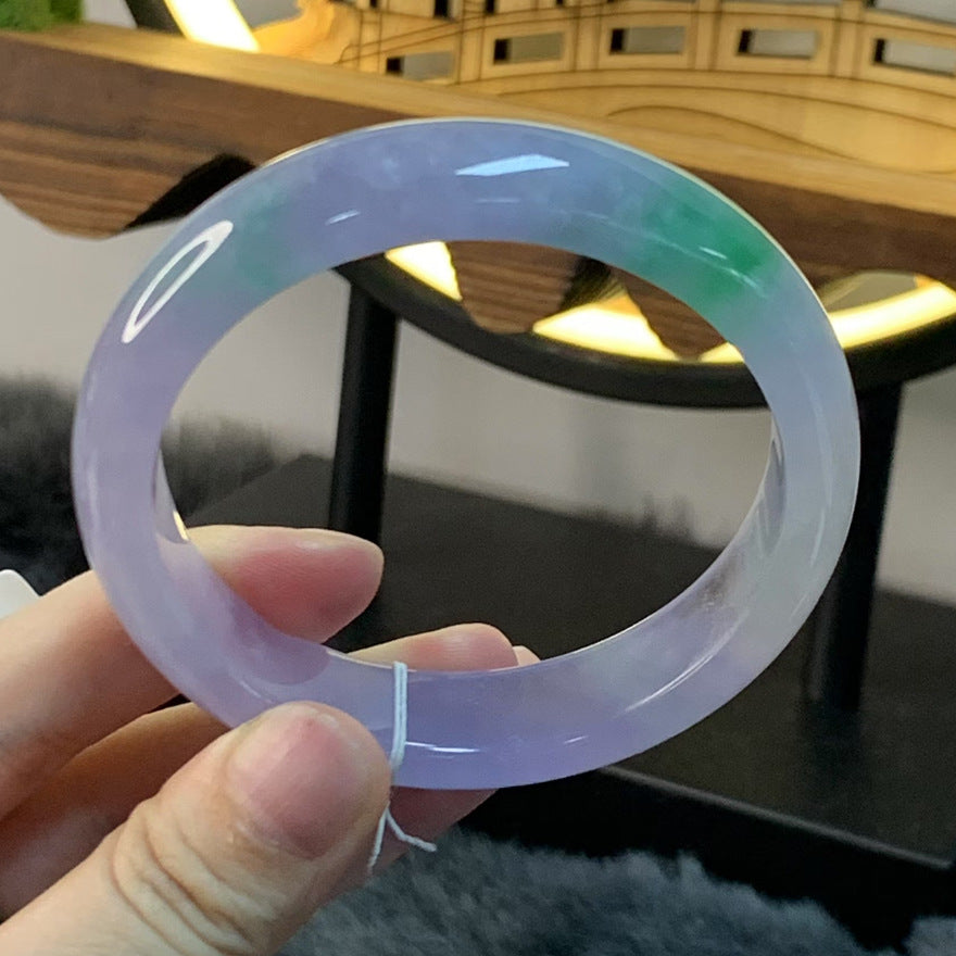Gold Art With identification certificate | Burmese Spring Jadeite Bracelet Natural jade purple-green gradient | Suitable for daily use / banquets / gifts. Wear "Xinghe Chunshan" on your wrist