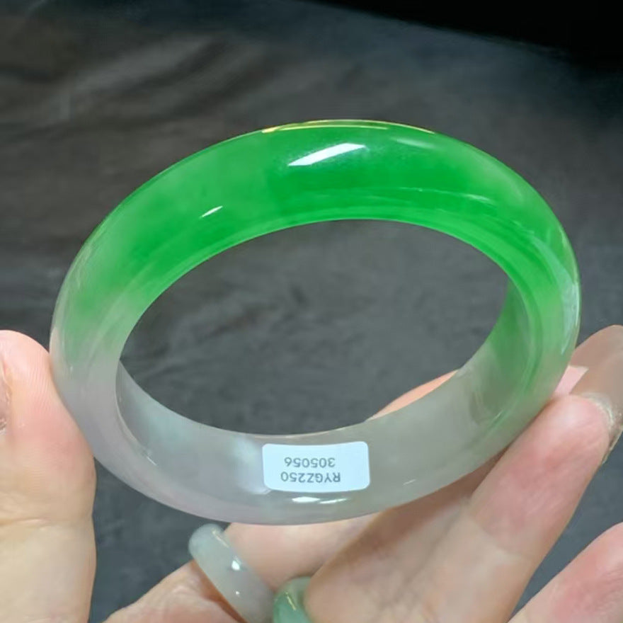 Gold Art With identification certificate | Burmese jade ice runyang green bracelet  Natural jade spring mountain green waterfall | Daily / banquet / gift all-round adaptation to wear "Jade Spring" on your wrist