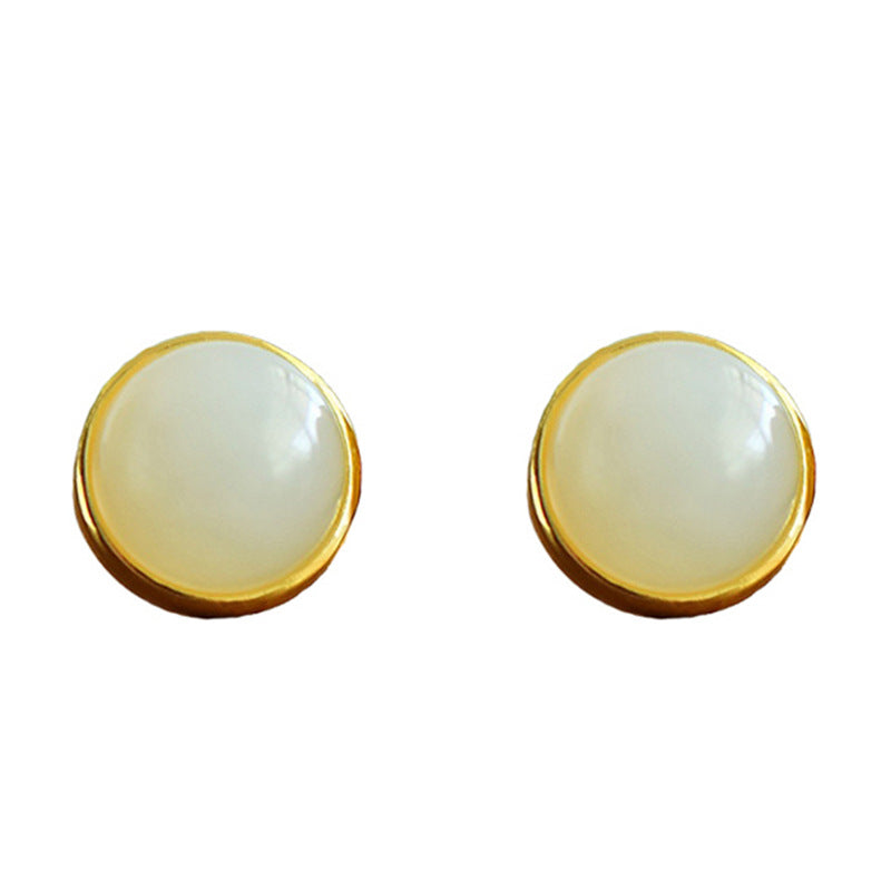 Gold Art Dainty Gold-Plated Hetian Jade Earrings – Certified Design for Daily Style & Gift Giving