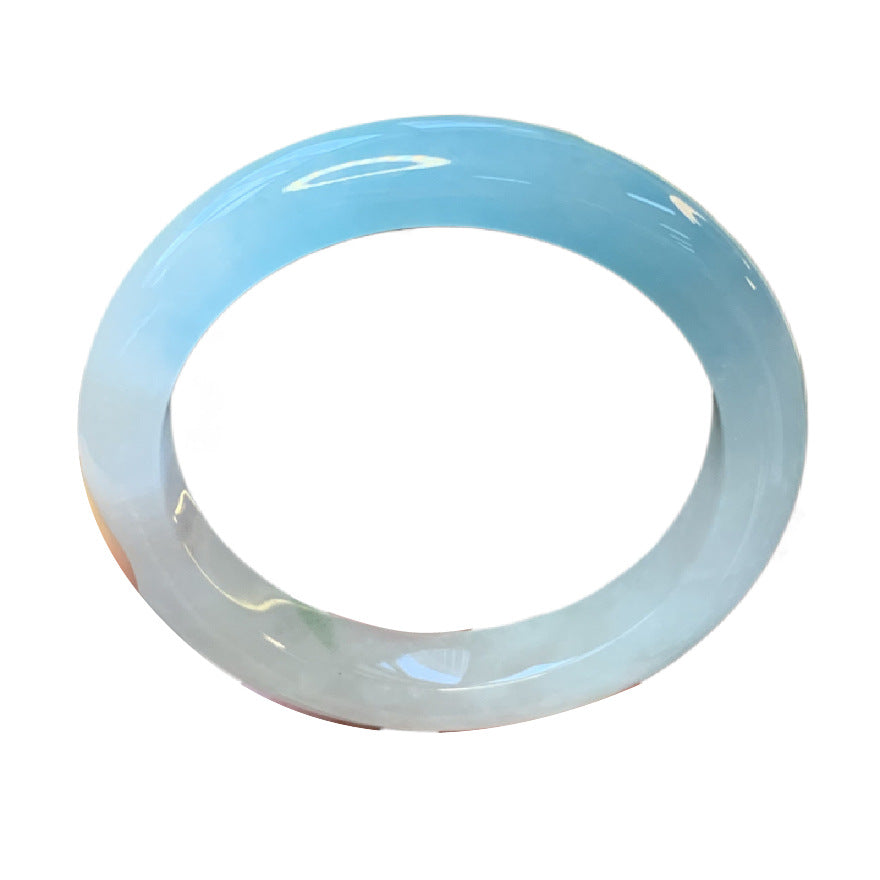 Gold Art With identification certificate | Burmese ice blue jade bracelet  Natural jade ice texture | Suitable for daily use / banquets / gifts Wear "sky blue" on your wrist