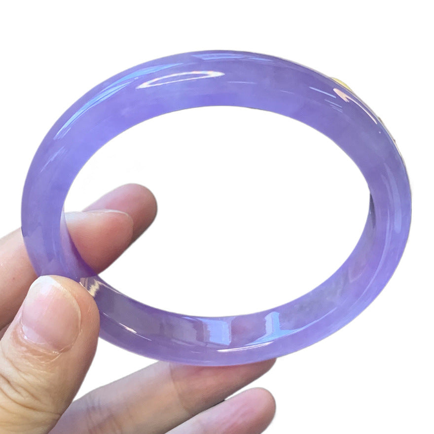 Gold Art With identification certificate | Burmese jade ice purple jade bracelet  Natural jade fantasy fairy purple | Daily / banquet / gift all-round adaptation to wear "Lavender Galaxy" on your wrist