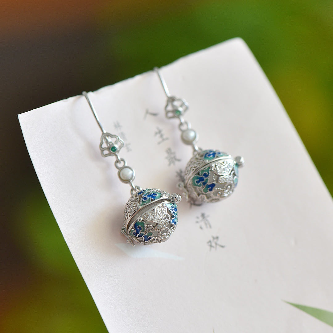 Gold Art Gold Plated Enamel Ball Earrings - Pearl and Cubic Zirconia Decoration, Perfect for Everyday Wear, Special Occasions and Gifts