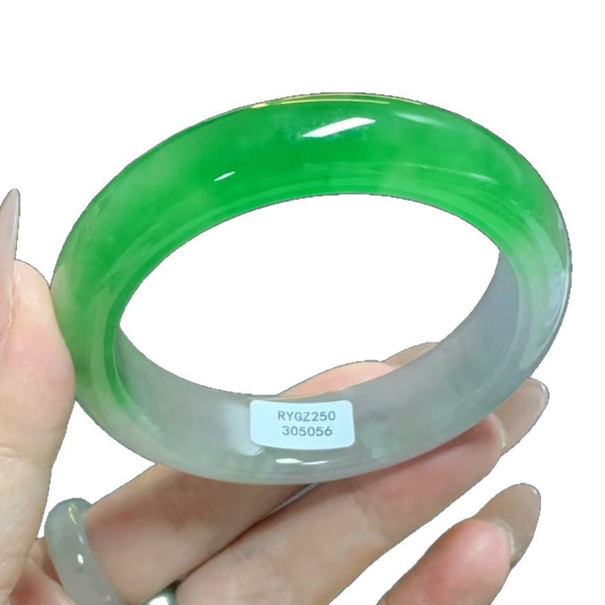 Gold Art With identification certificate | Burmese jade ice runyang green bracelet  Natural jade spring mountain green waterfall | Daily / banquet / gift all-round adaptation to wear "Jade Spring" on your wrist