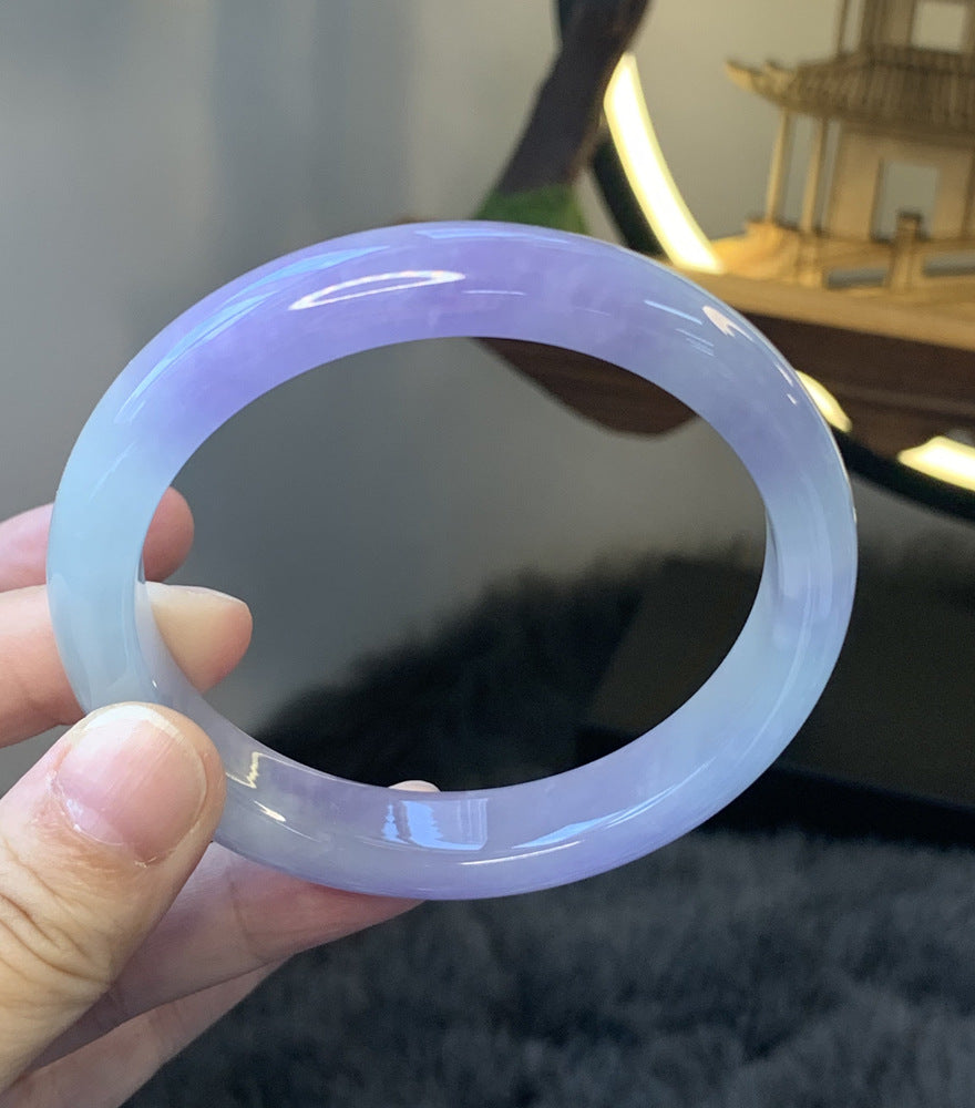 Gold Art With identification certificate | Burmese jade ice purple jade bracelet  Natural jade dream gradient | Daily / Party / Wear "Smoky Purple Galaxy" on your wrist