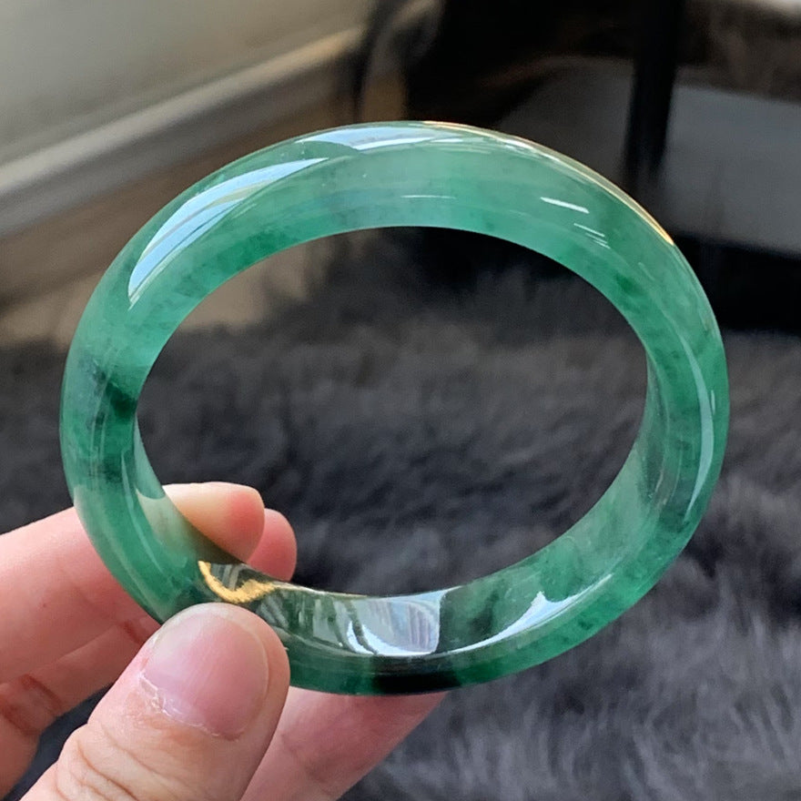 Gold Art With identification certificate | Burmese jade ice green bracelet  Natural jade landscape green rhyme | Daily / banquet / gift all-round adaptation to wear "Emerald Mountain Stream" on your wrist