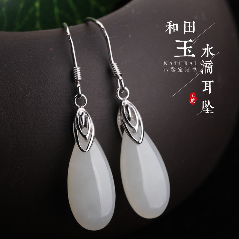 Gold Art Certified Nephrite Teardrop Earrings – Silver Designs for Everyday and Special Occasions