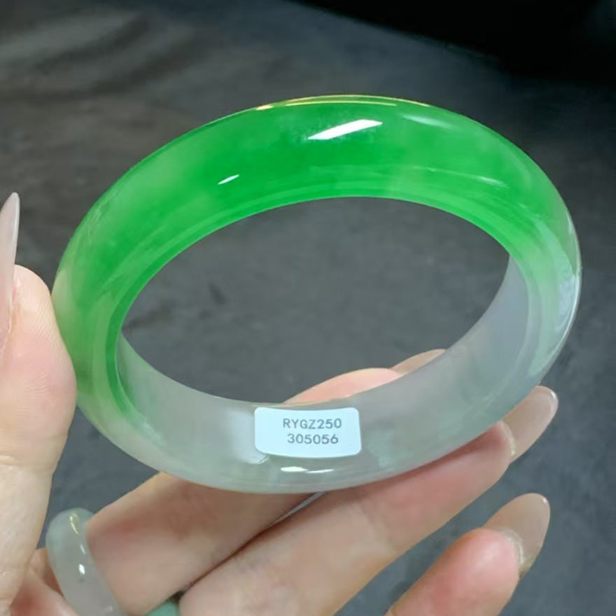 Gold Art With identification certificate | Burmese jade ice runyang green bracelet  Natural jade spring mountain green waterfall | Daily / banquet / gift all-round adaptation to wear "Jade Spring" on your wrist