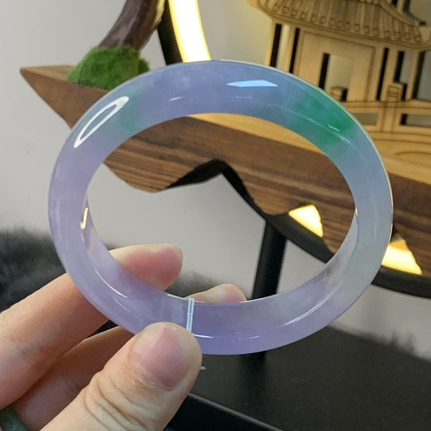 Gold Art With identification certificate | Burmese Spring Jadeite Bracelet Natural jade purple-green gradient | Suitable for daily use / banquets / gifts. Wear "Xinghe Chunshan" on your wrist