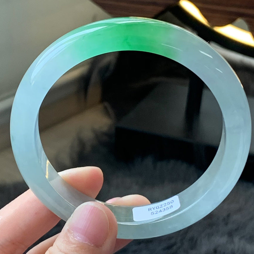 Gold Art With identification certificate | Burmese jade ice smooth floating green bracelet  Natural jade fresh green charm | Daily / banquet / gift all-round adaptation to wear "Spring Mountain New Green" on your wrist